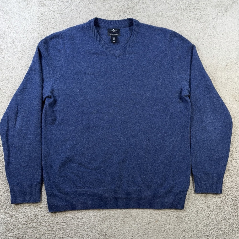 Daniel Hechter Sweater Mens Medium Blue 100% Cashmere 2 Ply Crewneck Pullover